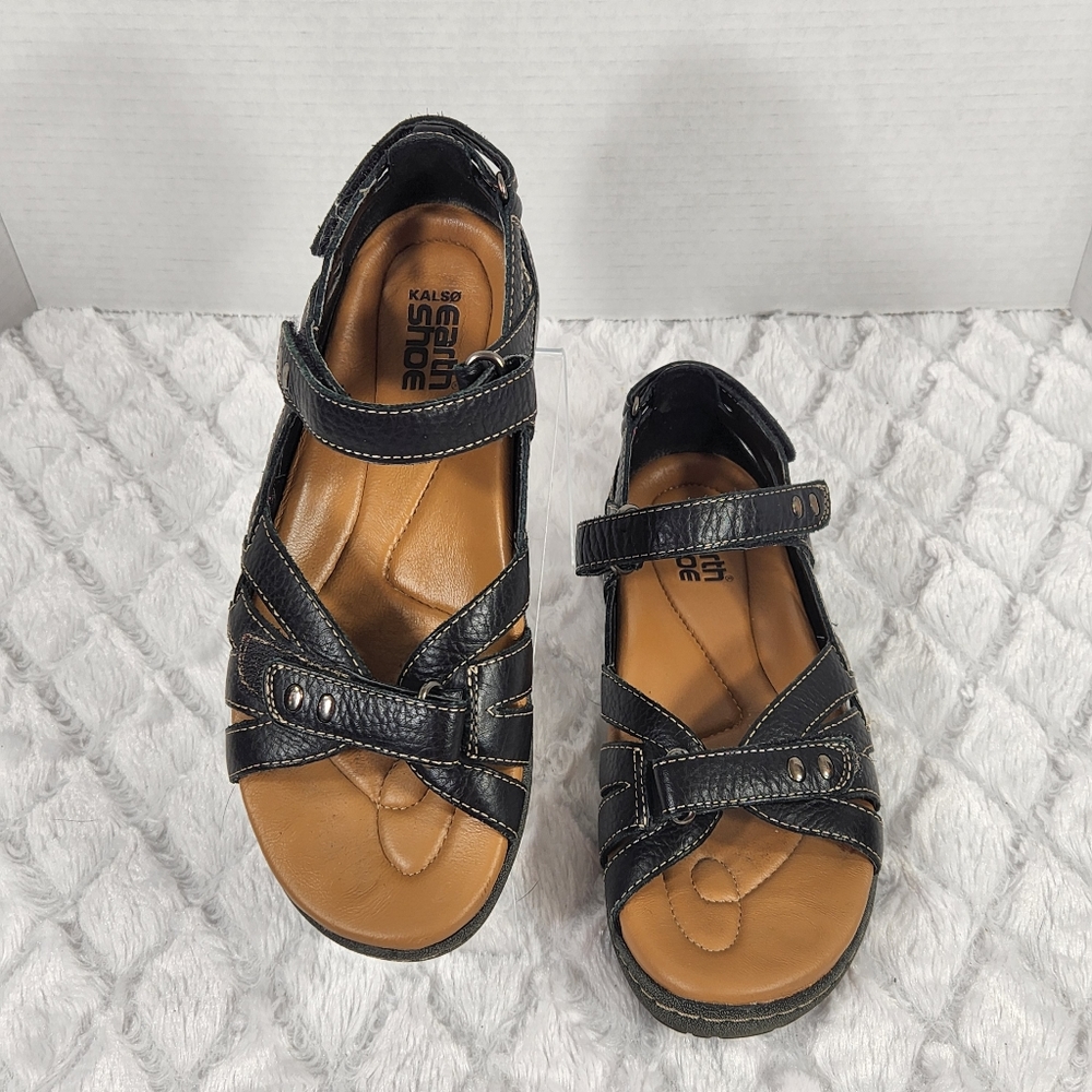 Kalso Earth Shoe Black leather sandal - Picture 1 of 12